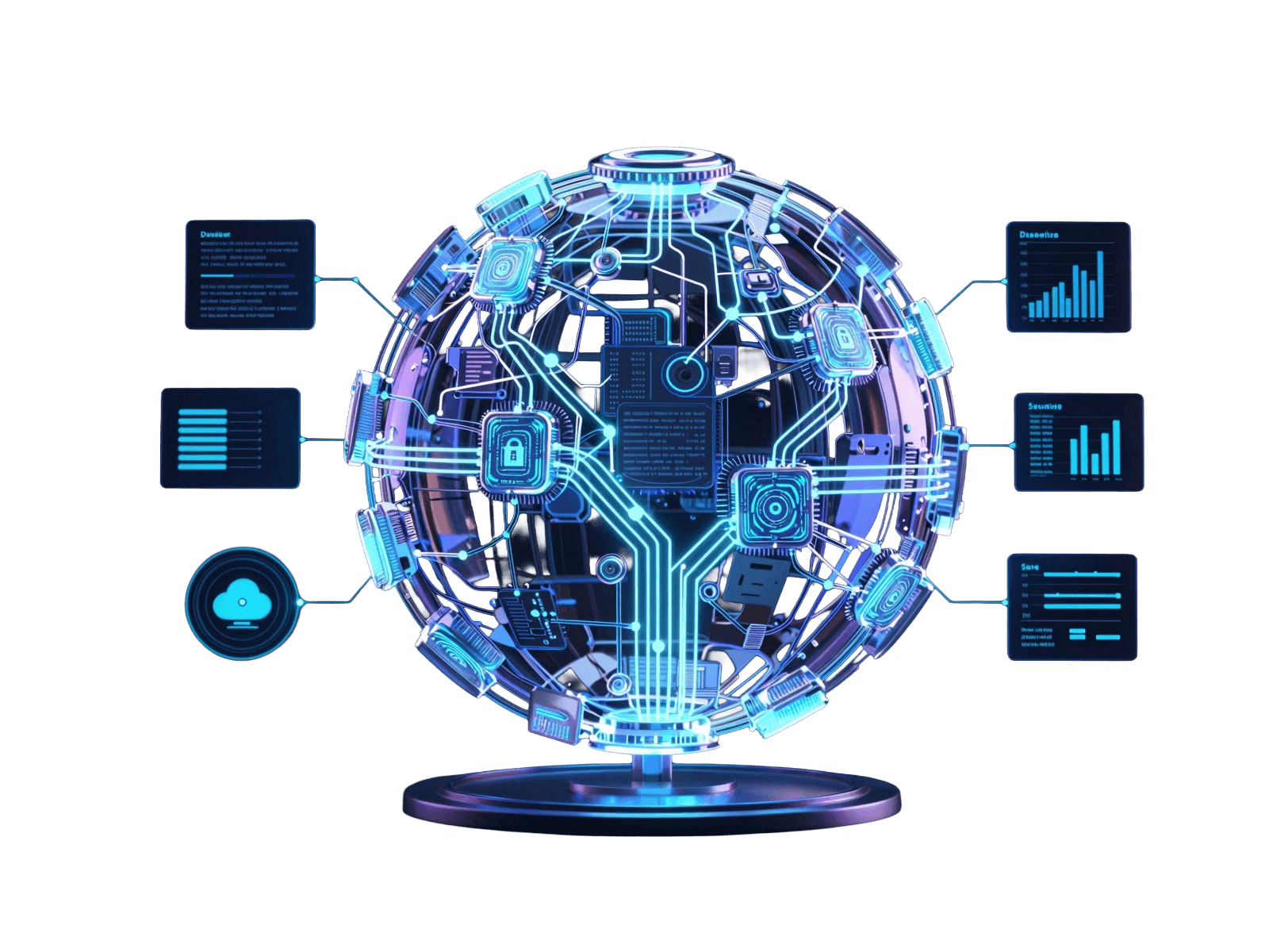 Custom software, AI and automation concept